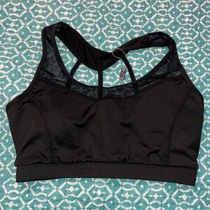 Yira large 8/10 black sports bra padded removable pads  mesh strappy new w tags